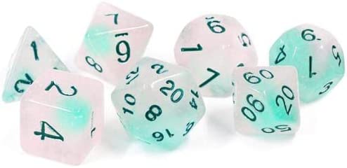 Set of 7 Dice: Glow-in-The-Dark Frosted Glowworm | CCGPrime