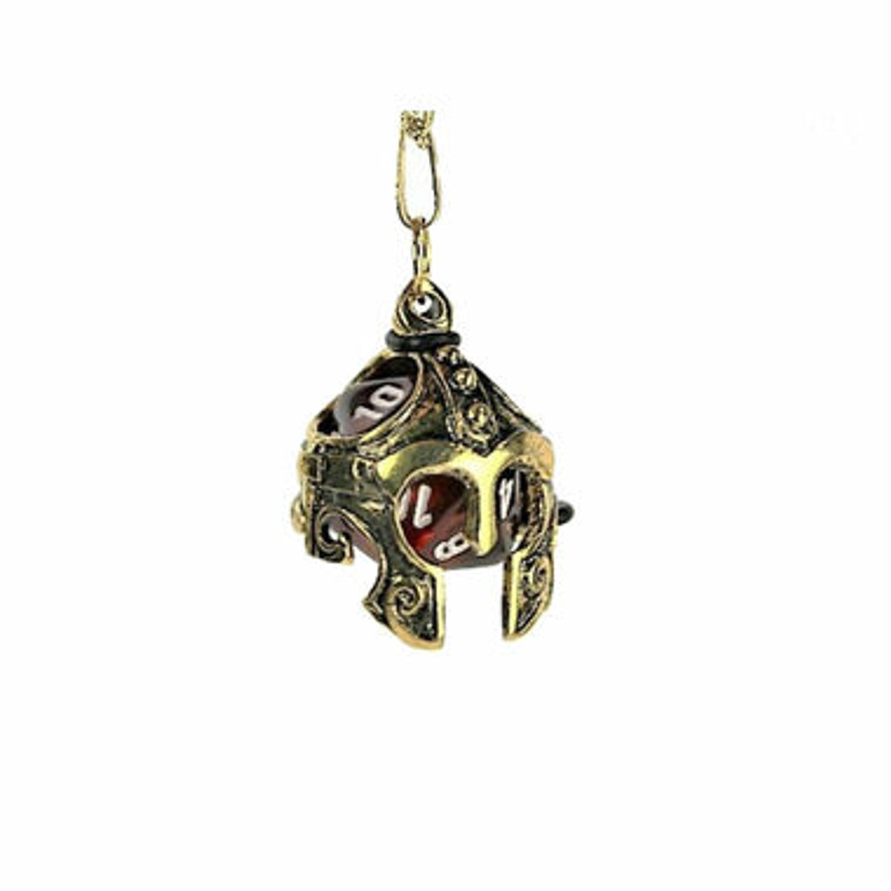 Dice Holder Jewelry: Helmet Pendant D20 - Gold Finish | CCGPrime