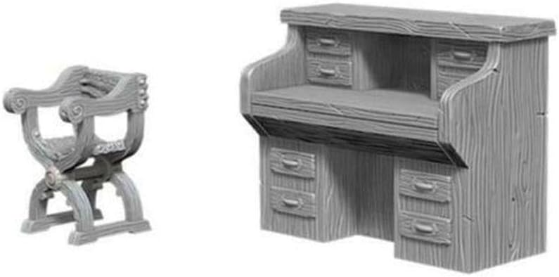 WizKids Deep Cuts Unpainted Miniatures: W5 Desk & Chair | CCGPrime