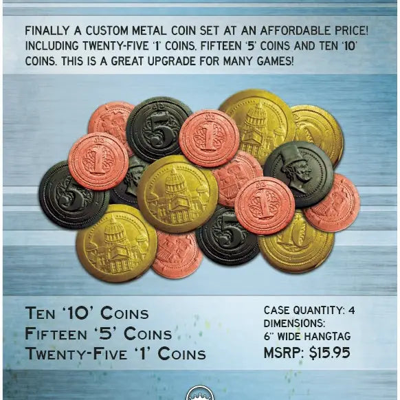 50 Metal Coin Board Game Upgrade Set (Industrial Coins) | CCGPrime