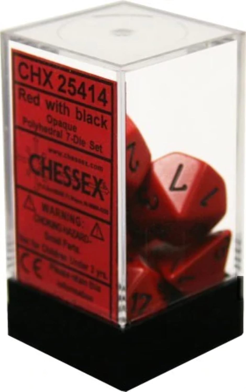 Chessex CHX25414 Dice-Opaque Red/Black Set | CCGPrime