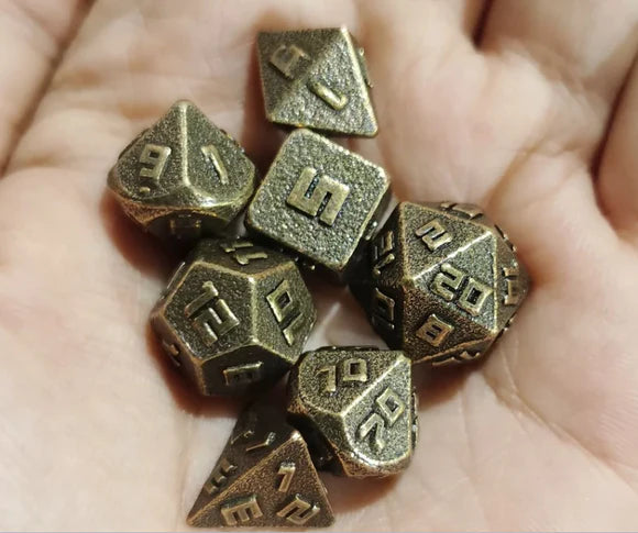 10MM Metal Ancient Gold RPG Dice | CCGPrime