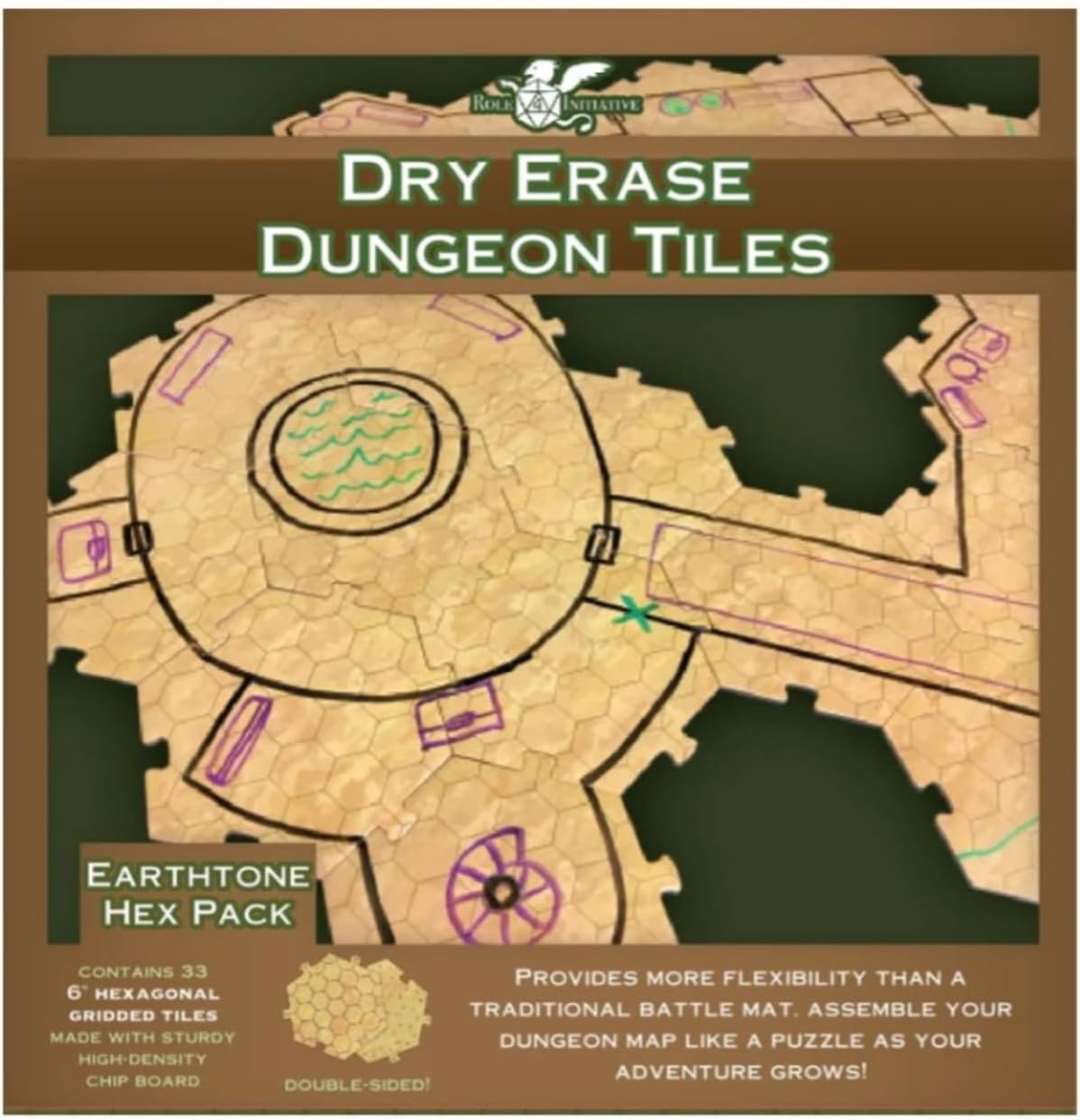 Role 4 Initiative Dry Erase Dungeon Tiles - 6" Hex (Earthtone) | CCGPrime