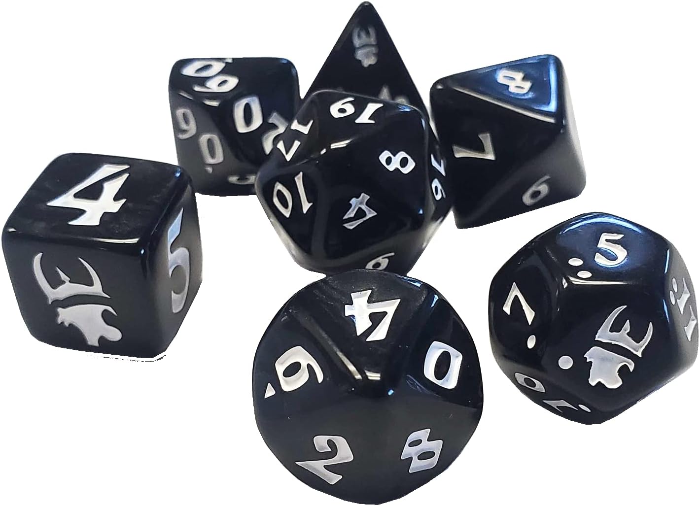 Munchkin Polyhedral Dice Set (Black/White) | CCGPrime