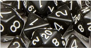 Role 4 Initiative Polyhedral Dice - Translucent Black w/White, Arch'd4 (7) | CCGPrime