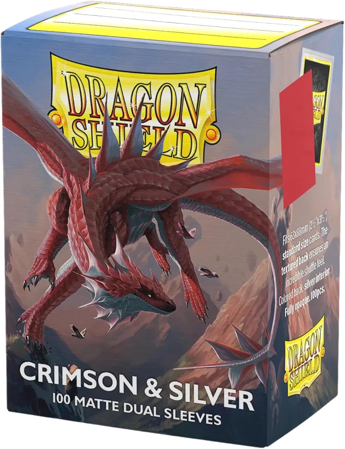 Dragon Shield Matte Crimson & Silver 100 Protective Sleeves | CCGPrime