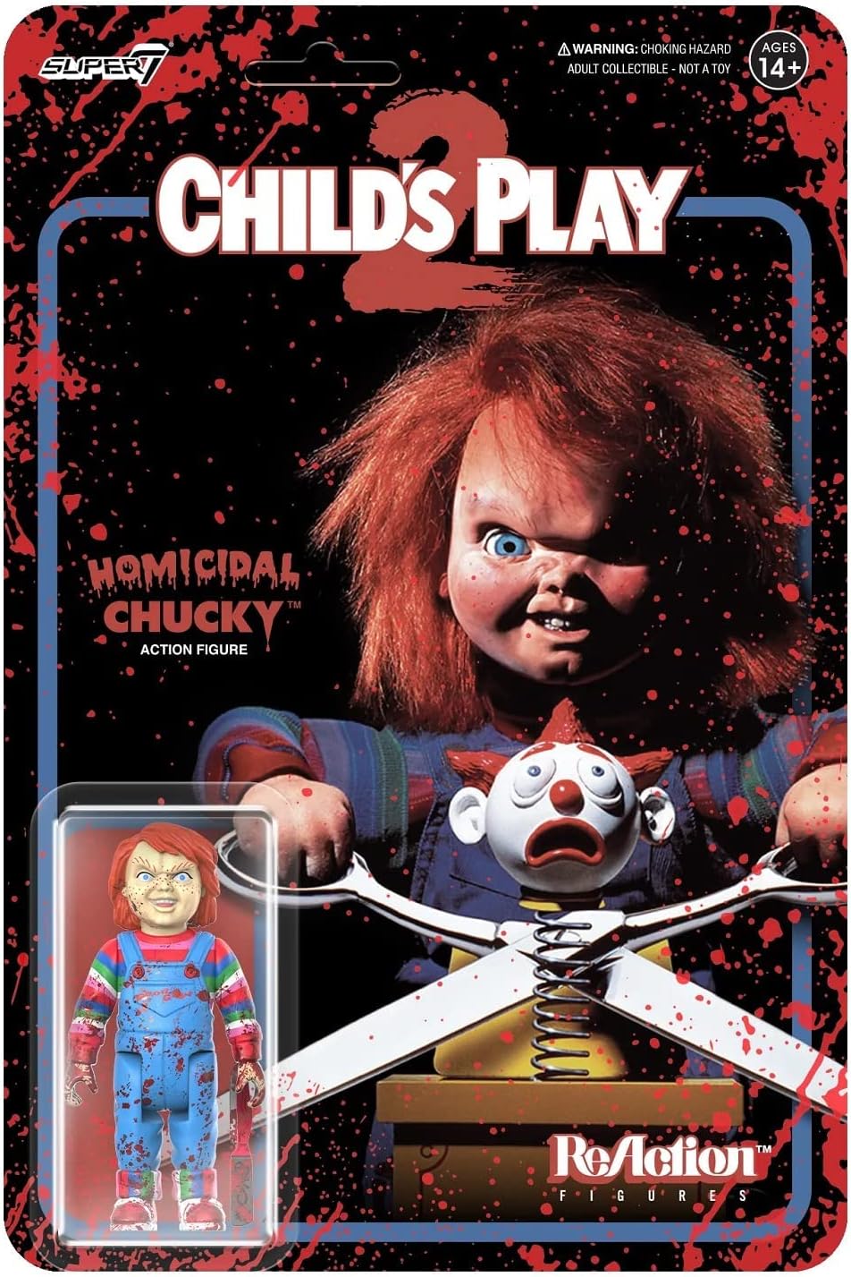 Childs Play W2 Evil Chucky Blood Splatter Reaction FIG | CCGPrime