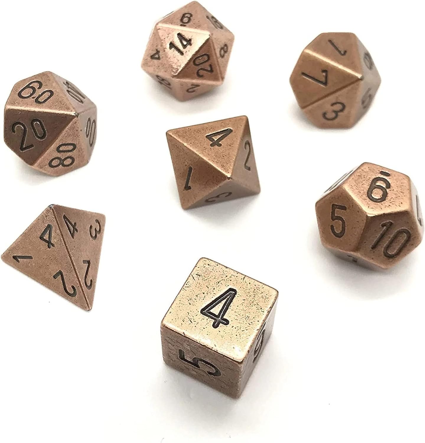 Chessex D&D Dice-16mm Copper Metal Polyhedral Dice Set | CCGPrime