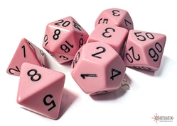 Chessex (25464): Polyhedral 7-Die Set: Opaque: Pastel Pink/Black | CCGPrime