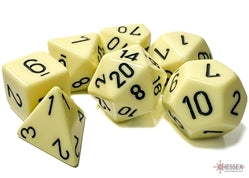 Chessex (25462): Polyhedral 7-Die Set: Opaque: Pastel Yellow/Black | CCGPrime