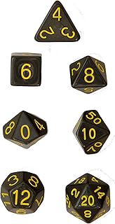 R4I Dice Polyhedral Dice - Opaque Dark Grey w/ Gold numbers (7) | CCGPrime