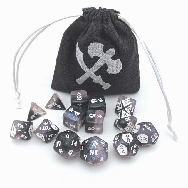 Acrylic Glimmer/White Slashing Damage Dice Set (14) | CCGPrime