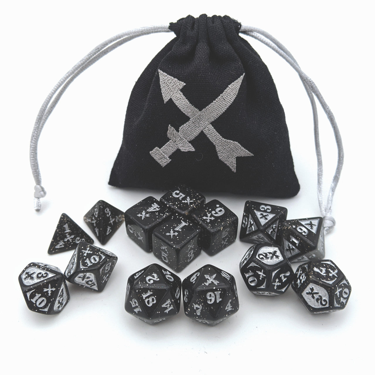 Acrylic Silver Piercing Damage Dice Set (14) | CCGPrime