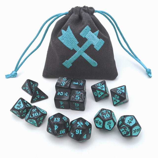 Acrylic Marble/Teal Bludgeoning Damage Dice Set (14) | CCGPrime