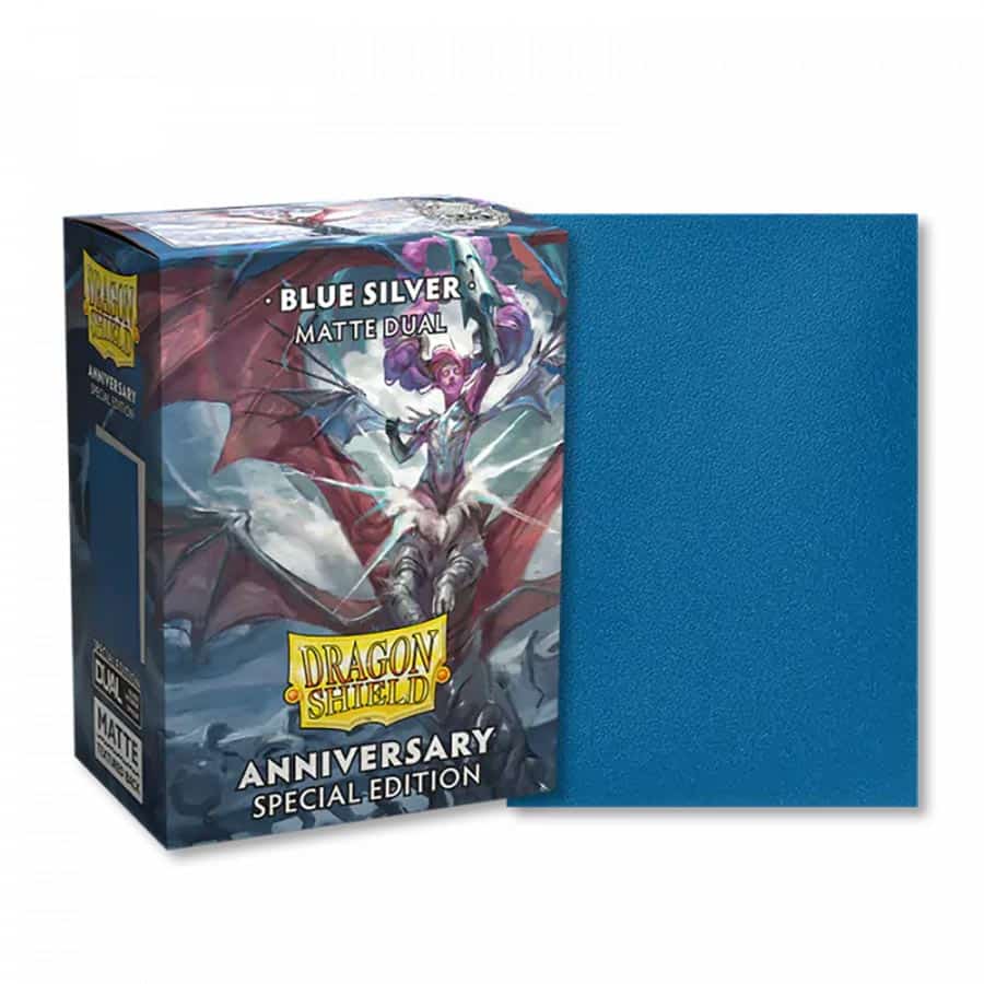 DRAGON SHIELD: DUAL MATTE: ANNIVERSARY SPECIAL EDITION: BLUE-SILVER (100CT) | CCGPrime