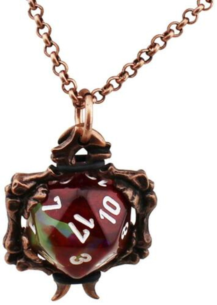 Dice Holder Jewelry: Bones Pendant D20 - Old Copper Finish | CCGPrime