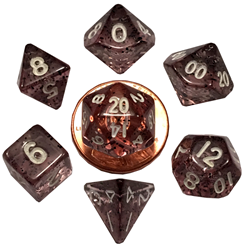 Fanroll: Mini 7 Dice Polyhedral Set: Ethereal Black (10mm) | CCGPrime