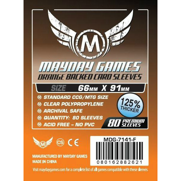 Card Game Sleeves (Pack of 80) 63.5X 88 MM - Orange Backed | CCGPrime