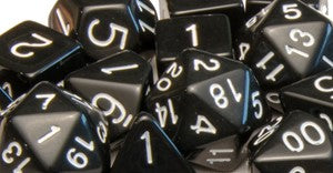 Role 4 Initiative Set of 7 Large High-Polyhedral Dice: Opaque Black with White (7) | CCGPrime