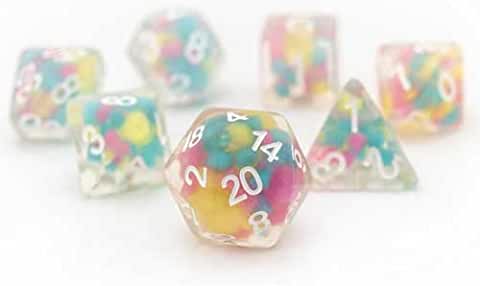 Set of 7 Dice: Lucky Charm Glowworm (Glow-in-The-Dark) | CCGPrime