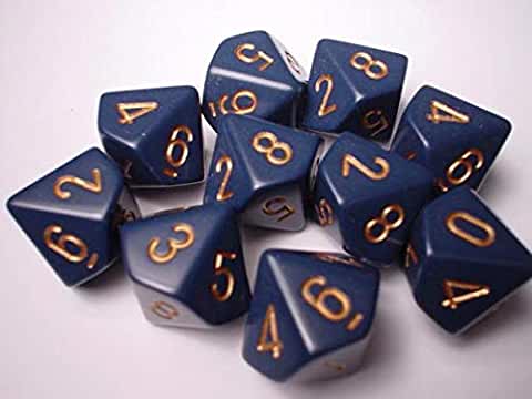 Opaque Dusty Blue With Copper - Ten Sided Die D10 | CCGPrime