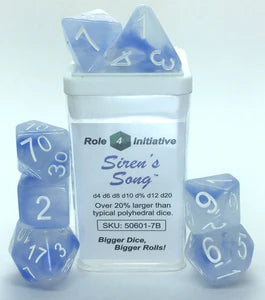 SET OF 7 DICE: SIREN'S SONG W/ WHITE NUMBERS | CCGPrime