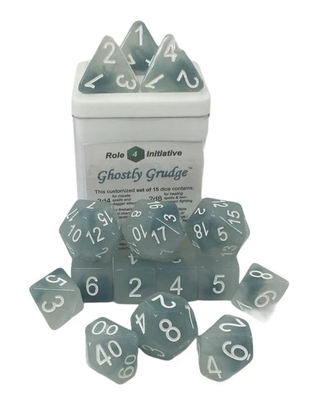 SET OF 15 DICE: GHOSTLY GRUDGE W/ WHITE NUMBERS | CCGPrime