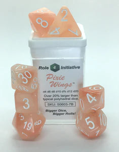 SET OF 7 DICE: PIXIE WINGS W/ WHITE NUMBERS | CCGPrime