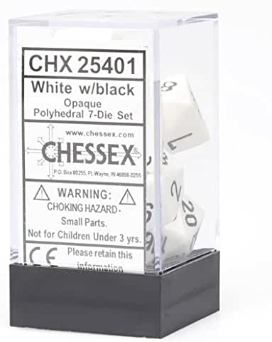 Chessex CHX25401 Dice-Opaque White/Black Set | CCGPrime