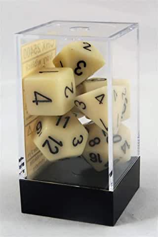 Chessex CHX25400 Dice-Opaque Ivory/Black Set, Multicolor | CCGPrime