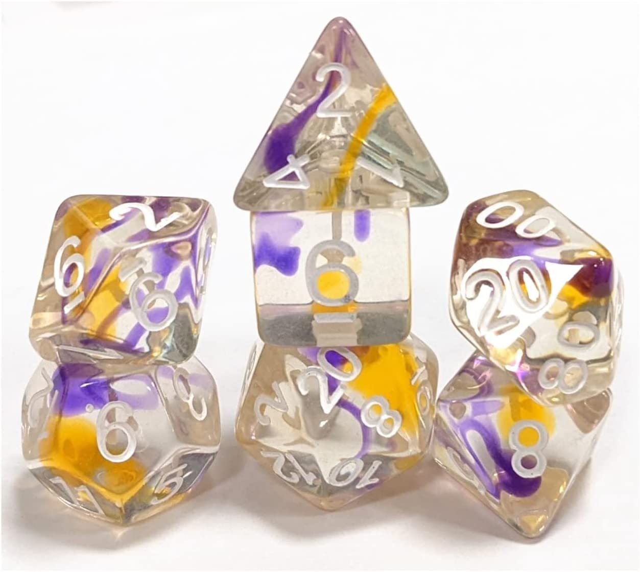 Violet Swirl Polyhedral Dice Set | CCGPrime