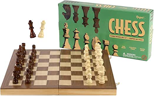 Deluxe Wooden Chess Set with Foldable Game Board and Staunton Chess Pieces | CCGPrime
