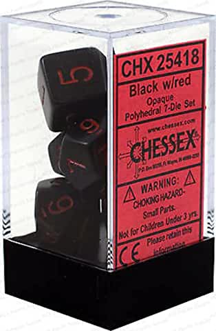 Chessex CHX25418 Dice-Opaque Black/Red Set | CCGPrime