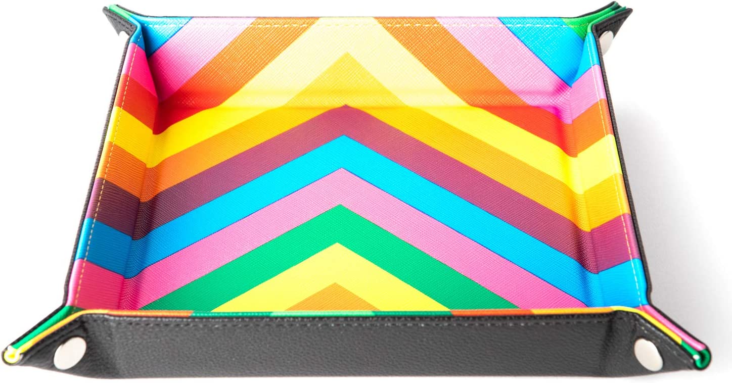 Velvet Dice Tray with Leather Backing, Rainbow | CCGPrime