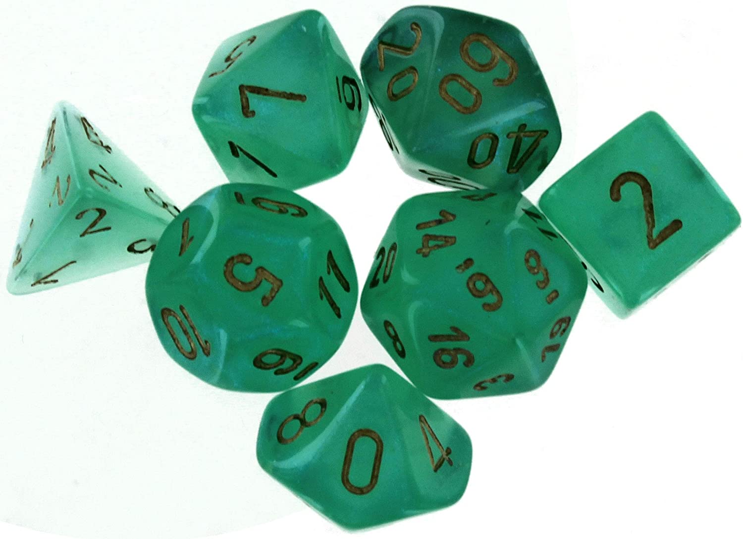 Borealis Light Green/Gold Luminary Polyhedral 7-Die Set | CCGPrime