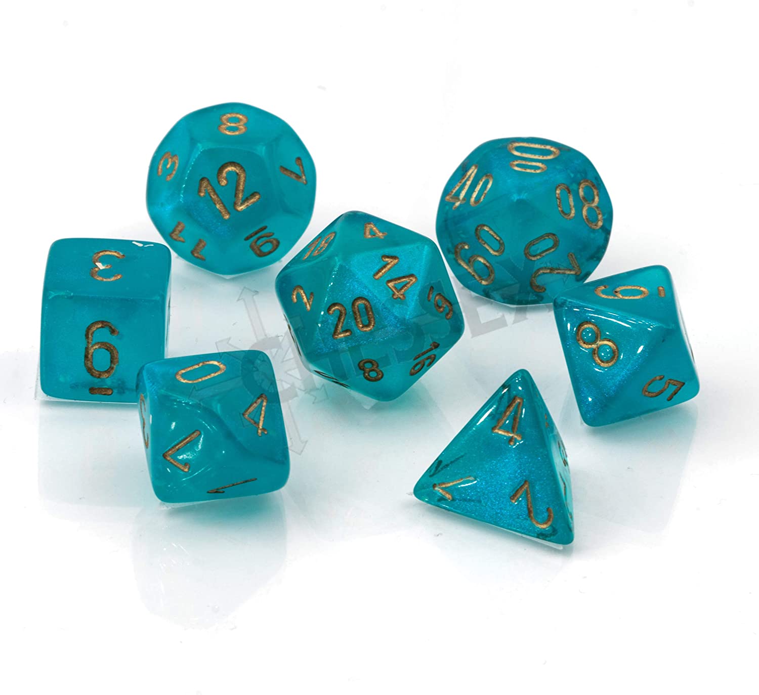 Chessex Polyhedral 7-Die Set - Borealis Teal/Gold with Luminary 27585 | CCGPrime