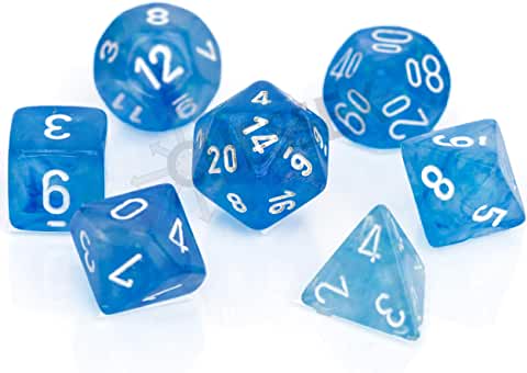 Chessex Polyhedral 7-Die Set - Borealis Sky Blue/White with Luminary 27586 | CCGPrime