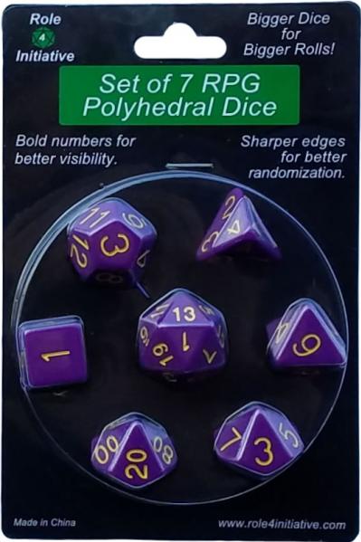 Role 4 Initiative Polyhedral 7 Dice Set: Opaque Dark Purple with Gold Numbers | CCGPrime