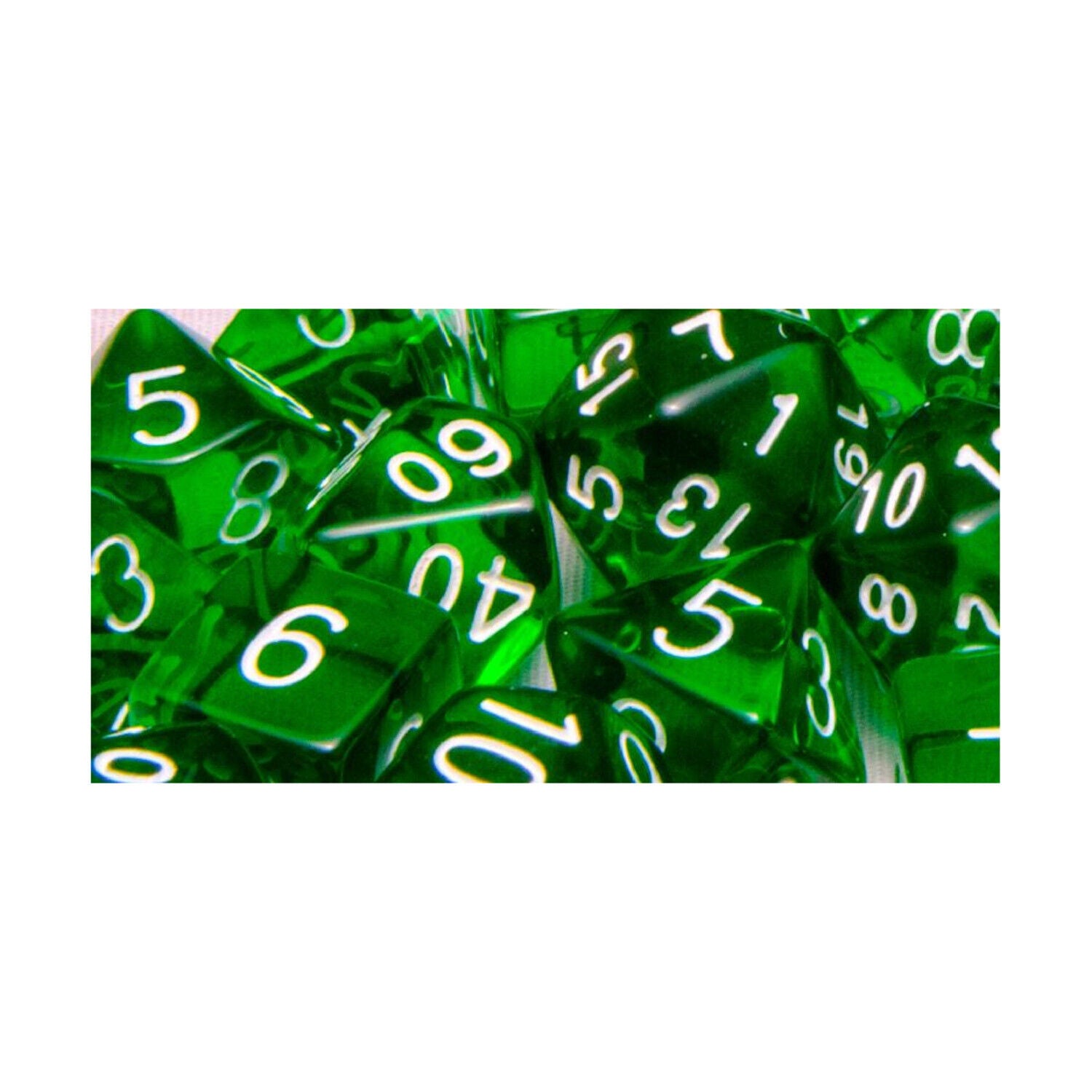 R4I Dice Polyhedral Dice - Translucent Dark Green w/White (7) New | CCGPrime
